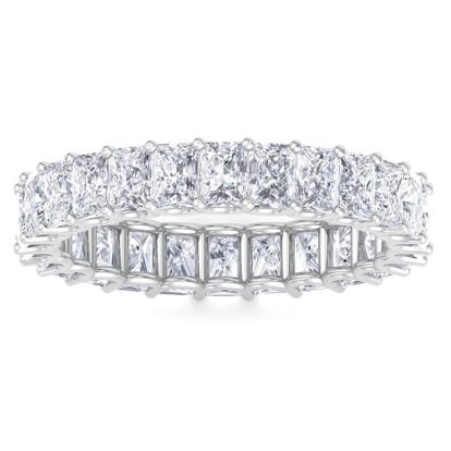 5 1/4 Carat Princess Cut Lab Grown Diamond Eternity Ring In 14 Karat White Gold, Ring Size 7