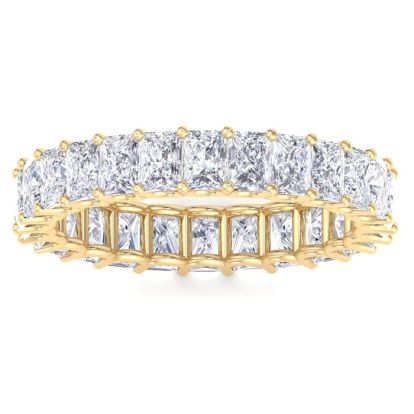 5 1/4 Carat Princess Cut Lab Grown Diamond Eternity Ring In 14 Karat Yellow Gold, Ring Size 7