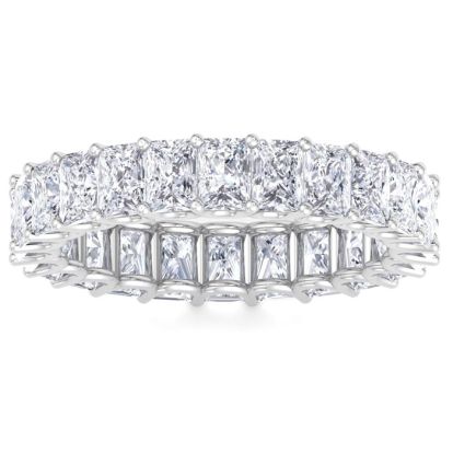 6.60 Carat Princess Cut Lab Grown Diamond Eternity Ring In 14 Karat White Gold, Ring Size 7.5