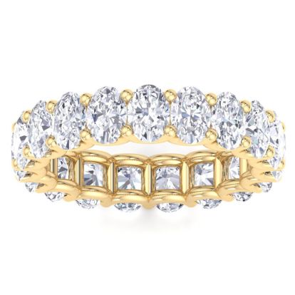 5 1/2 Carat Oval Shape Lab Grown Diamond Eternity Ring In 14 Karat Yellow Gold, Ring Size 8