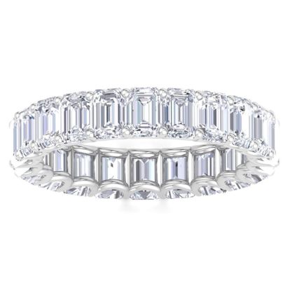 4 3/4 Carat Emerald Cut Lab Grown Diamond Eternity Ring In 14 Karat White Gold, Ring Size 4