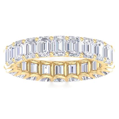 5 3/4 Carat Emerald Cut Lab Grown Diamond Eternity Ring In 14 Karat Yellow Gold, Ring Size 8