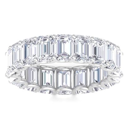 8 1/2 Carat Emerald Cut Lab Grown Diamond Eternity Ring In 14 Karat White Gold, Ring Size 5.5