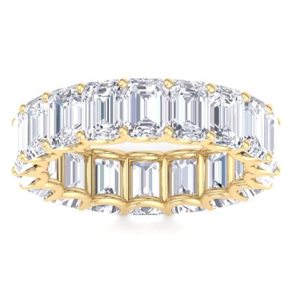 9 1/2 Carat Emerald Cut Lab Grown Diamond Eternity Ring In 14 Karat Yellow Gold, Ring Size 9