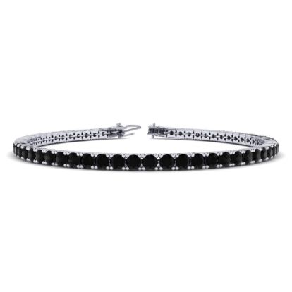 4 1/4 Carat Mens Black Diamond Bracelet In 14 Karat White Gold, 7 1/2 Inches