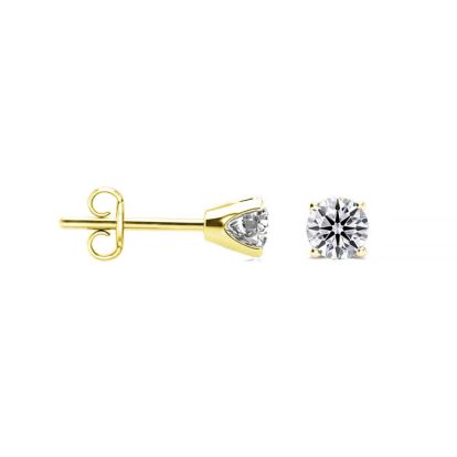 1/4 Carat Lab Grown Diamond Stud Earrings in Yellow Gold, F-G color, VS2/SI1 clarity