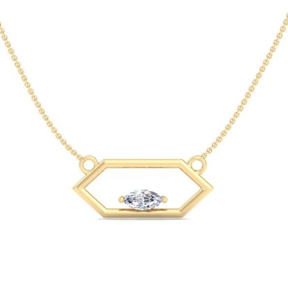 1/4 Carat Marquise Shape Lab Grown Diamond Necklace In 14K Yellow Gold