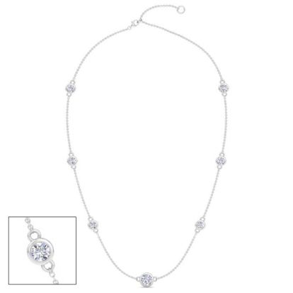 3 Carat Graduated Lab Grown Diamonds By The Yard Necklace In 14K White Gold, 18 Inches