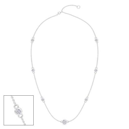 1 Carat Graduated Lab Grown Diamonds By The Yard Necklace In 14K White Gold, 18 Inches