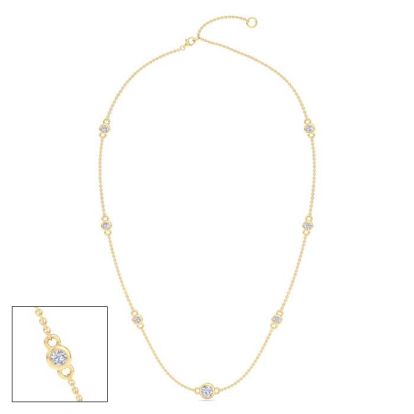 1 Carat Graduated Lab Grown Diamonds By The Yard Necklace In 14K Yellow Gold, 18 Inches