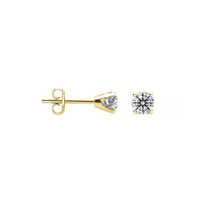 .05 Carat Lab Grown Diamond Stud Earrings in Yellow Gold, F-G color, VS2/SI1 clarity