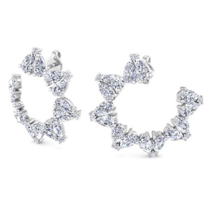 5 3/4 Carat Lab Grown Diamond Hoop Earrings In 14 Karat White Gold, 3/4 Inch