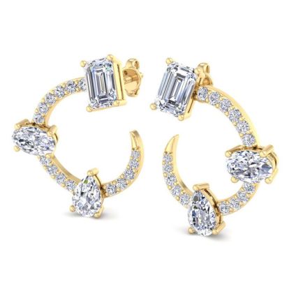 3 Carat Lab Grown Diamond Hoop Earrings In 14 Karat Yellow Gold, 3/4 Inch