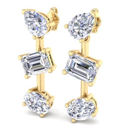 5 Carat Lab Grown Diamond Drop Earrings In 14 Karat Yellow Gold, 1 Inch