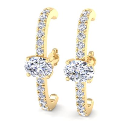 2 Carat Lab Grown Diamond Hoop Earrings In 14 Karat Yellow Gold, 1 Inch