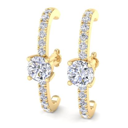 2 Carat Lab Grown Diamond Hoop Earrings In 14 Karat Yellow Gold, 1 Inch