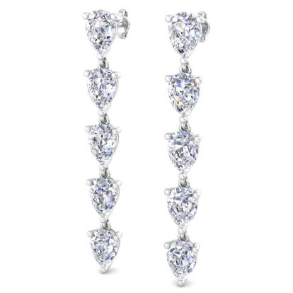 7 1/2 Carat Lab Grown Diamond Drop Earrings In 14 Karat White Gold, 2 Inches