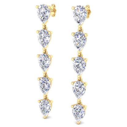 7 1/2 Carat Lab Grown Diamond Drop Earrings In 14 Karat Yellow Gold, 2 Inches