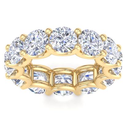 12 Carat Round Lab Grown Diamond Eternity Ring In 14 Karat Yellow Gold, Ring Size 7.5