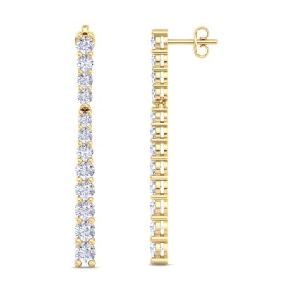 2 Carat Diamond Bar Earrings In 14 Karat Yellow Gold