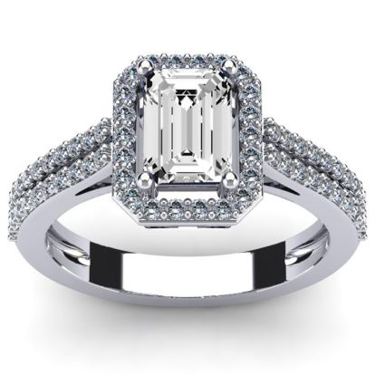 1 1/2 Carat Halo Moissanite Ring In 14 Karat White Gold
