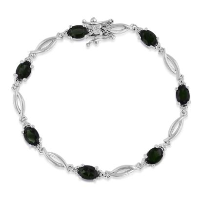 3-1/2 Carat Opal Bracelet with Diamonds In Platinum Overlay, 7 Inches