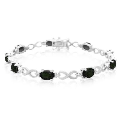 9 Carat Black Opal and Diamond Bracelet, Platinum Overlay, 7 Inches