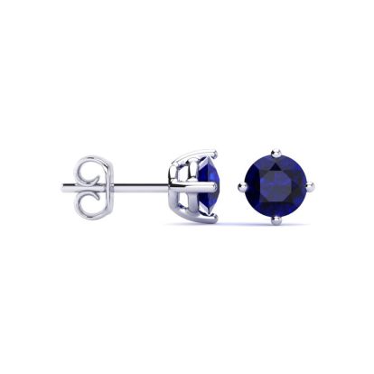 1/2 Carat Natural Blue Sapphire Stud Earrings in Sterling Silver