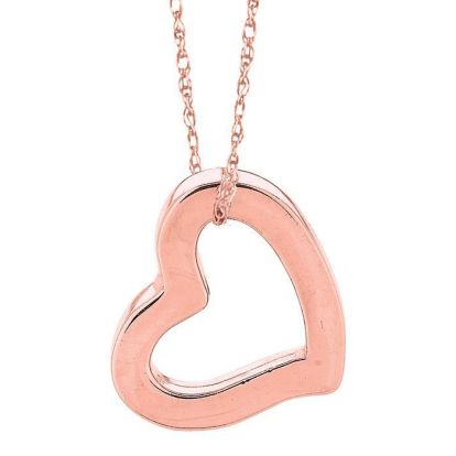 Floating Heart Necklace In 14 Karat Rose Gold, 18 Inches