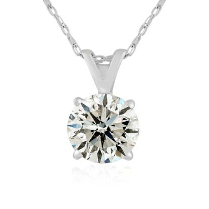 1 1/2 Carat Natural Diamond Solitaire Necklace in 14k White Gold