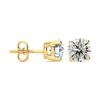 3 Carat Diamond Stud Earrings In 14 Karat Yellow Gold