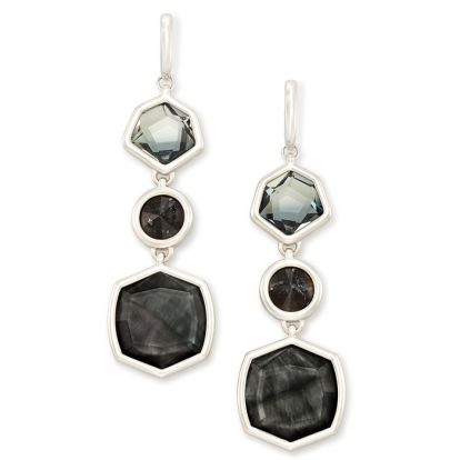 KENDRA SCOTT -  Natalia Rhodium Plated Brass and Granite + Glass Dangle Earrings