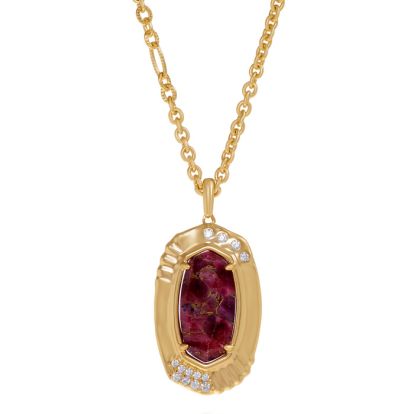 KENDRA SCOTT -  Anna 14K Gold Plated and Maroon Jade Pendant Necklace