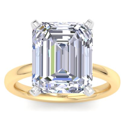 7 Carat Emerald Cut Lab Grown Diamond Ring In 14K Yellow Gold, Solitaire