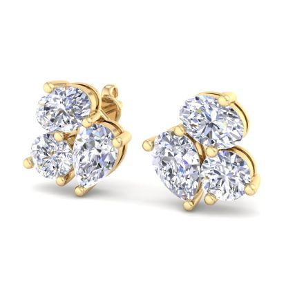 1 1/2 Carat Lab Grown Diamond Cluster Stud Earrings In 14 Karat Yellow Gold