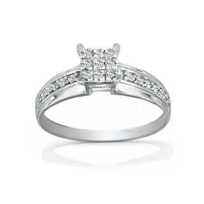 1/4ct Princess Shaped Head Diamond Engagement Ring In 10k White Gold