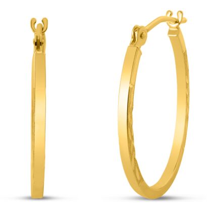 14 Karat Yellow Gold Satin Hoop Earrings, 20x15MM