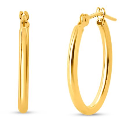 14 Karat Yellow Gold Classic Hoop Earrings, 17.5x12MM