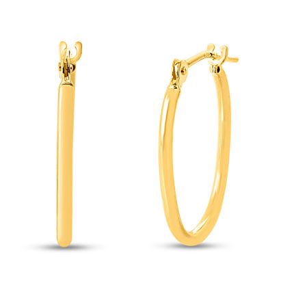 14 Karat Yellow Gold Classic Hoop Earrings, 17.5x12MM