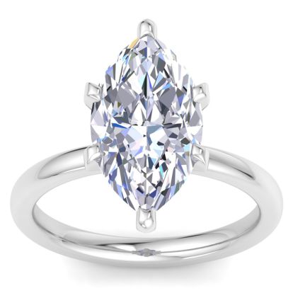 4.01 Carat Marquise Shape Lab Grown Diamond Ring In 14K White Gold, Solitaire