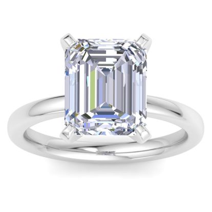 5.27 Carat Emerald Cut Lab Grown Diamond Ring In 14K White Gold, Solitaire