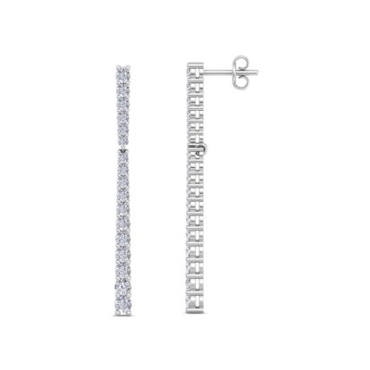 Diamond Drop Earrings: 1 Carat Lab Grown Diamond Bar Earrings In 14 Karat White Gold, 1 1/2 Inches