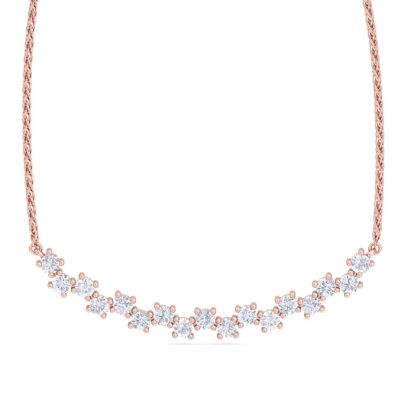 Previously Owned 1 Carat Moissanite Cluster Bar Necklace In 14 Karat Rose Gold, 18 Inches