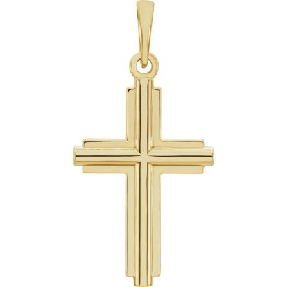 14 Karat Yellow Gold Cross Necklace, 25x12mm