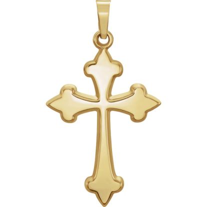 14 Karat Yellow Gold Fancy Cross Necklace, 32x17mm