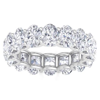 Estate Jewelry 7 Carat Oval Shape Lab Grown Diamond Eternity Ring In 14 Karat White Gold, Ring Size 4.5