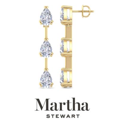 Martha Stewart 5 Carat Pear Shape Lab Grown Diamond Drop Earrings In 14 Karat Yellow Gold