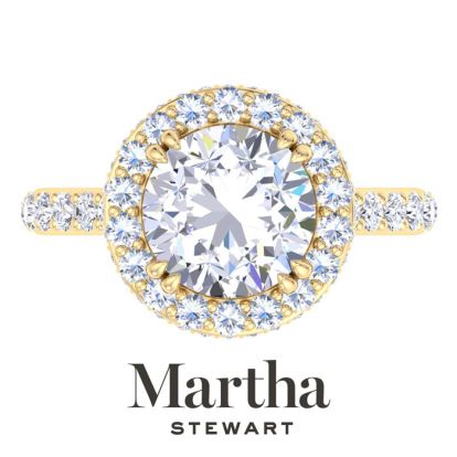 Martha Stewart 4 Carat Round Lab Grown Diamond Hidden Halo Engagement Ring In 14K Yellow Gold