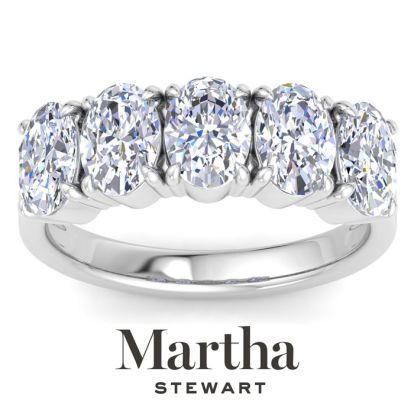Martha Stewart 3 Carat Oval Shape Lab Grown Diamond Five Stone Engagement Ring In 14K White Gold