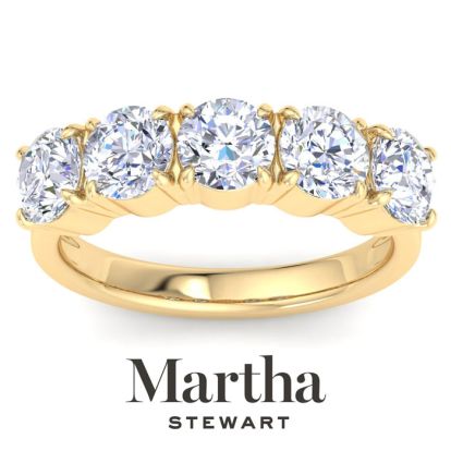 Martha Stewart 3 Carat Round Lab Grown Diamond Five Stone Engagement Ring In 14K Yellow Gold